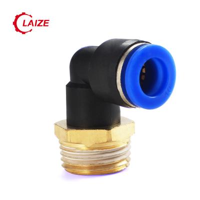 China Connect Hose Pipes PLF One Contact Elbow Plastic And Brass Internal Wire Connector And Pneumatic Fitting for sale