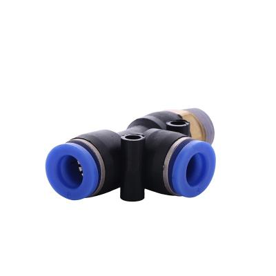 China Connect pipes palladium one touch threaded plastic tee and brass hose and pneumatic connector fitting for sale