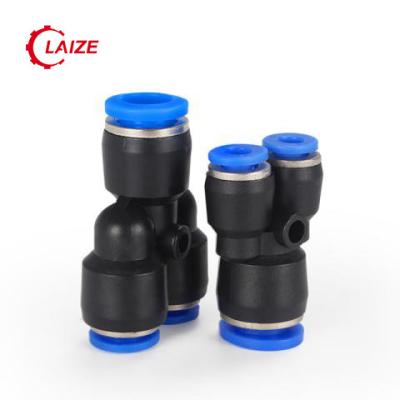 China Connect Pipes Y-Type PW One Contact Tee With Reducing Plastic Hose Connector And Pneumatic Fitting for sale