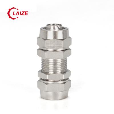 China PM bulkhead quick push on fitting straight brass-nickel plated pneumatic seals outer hax equal for sale