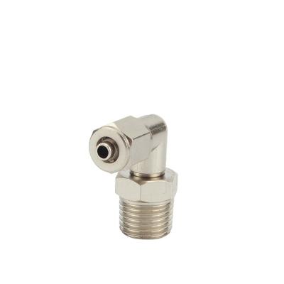 China Quick Twist Brass Pneumatic Threaded Elbow Spinning Nickel Fitting Equal for sale