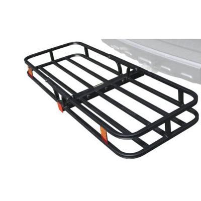 China JH-Mech Heavy Duty Steel Black Back Rack Cargo Trailer Hitch Rack Foldable Cargo Carrier Carry Luggage Basket for sale