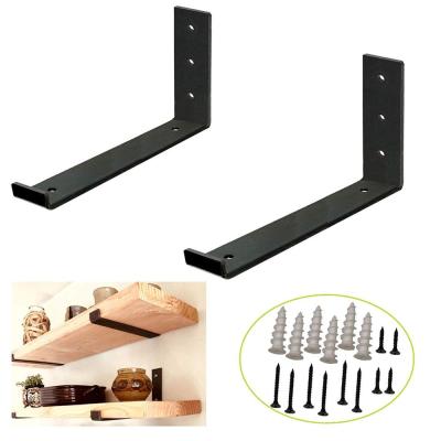 China Wall Mounted Metal Decoration Shelf Black Powder Coating Solid Steel Coating Industrial Shelving Brackets for sale