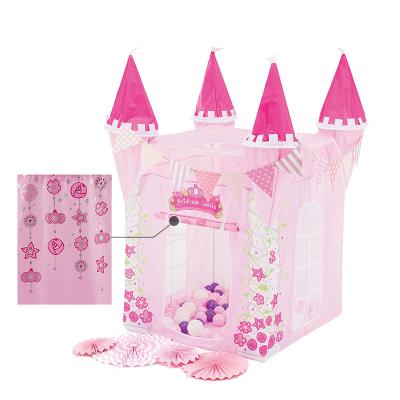 China Toy Safety Standards Pink Princess Castle Kids Play Toy Children Play House Game Tent Toys With PVC Poles for sale