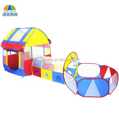 China Soft Toy 3pc Kids Play Crawling Tunnel and Ball Pit with Basketball Hoop Durable Pop Playhouse Tent for sale