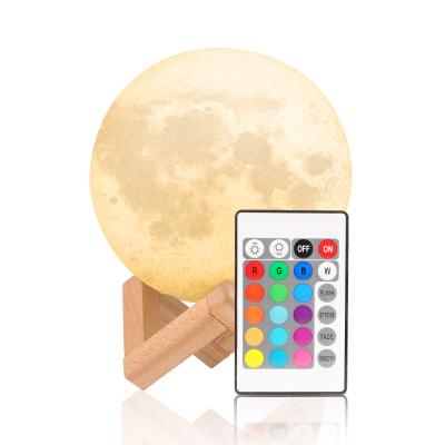 China Modern 3D Printing LED Moon Light Bedroom Bedside Lamp Night Lamp Battery Lighting and Circuit Design Led Light Creative Room for sale