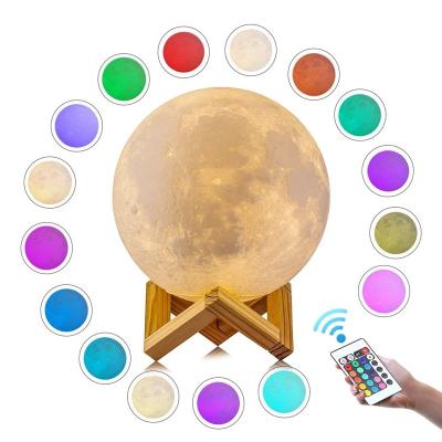 China Modern 3D Printing Creative Moonlight LED Bedroom Bedside Lamp Night Light With Soft Bracket Night Light for sale