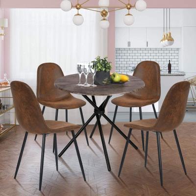 China Modern Stainless Steel Modern Vintage Leather Dining Chair For Dining Room for sale