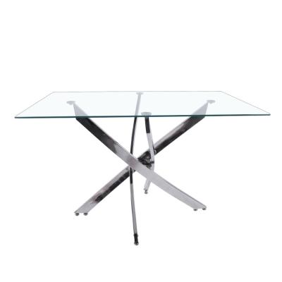 China Eco-friendly contemporary dining table European modern glass table for 4-6 seaters high quality for sale