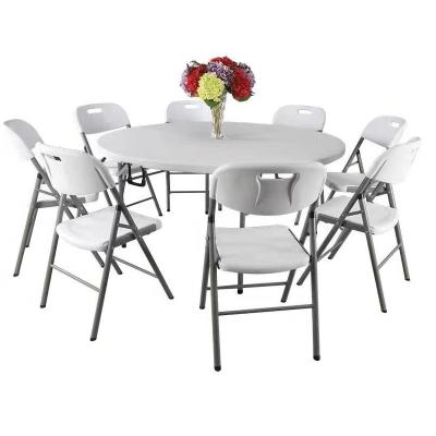 China Easy Carry Rental Plastic Folding Banquet Chairs And Plastic Folding Tables 6ft Tables for sale