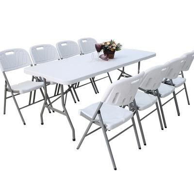 China Wholesale metal commercial folding chair easy carry high top plastic table for wedding and party plastic tables and chairs for sale