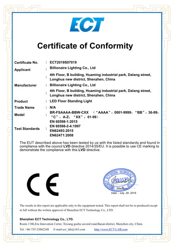 CE - Billionaire Lighting Co., Ltd.