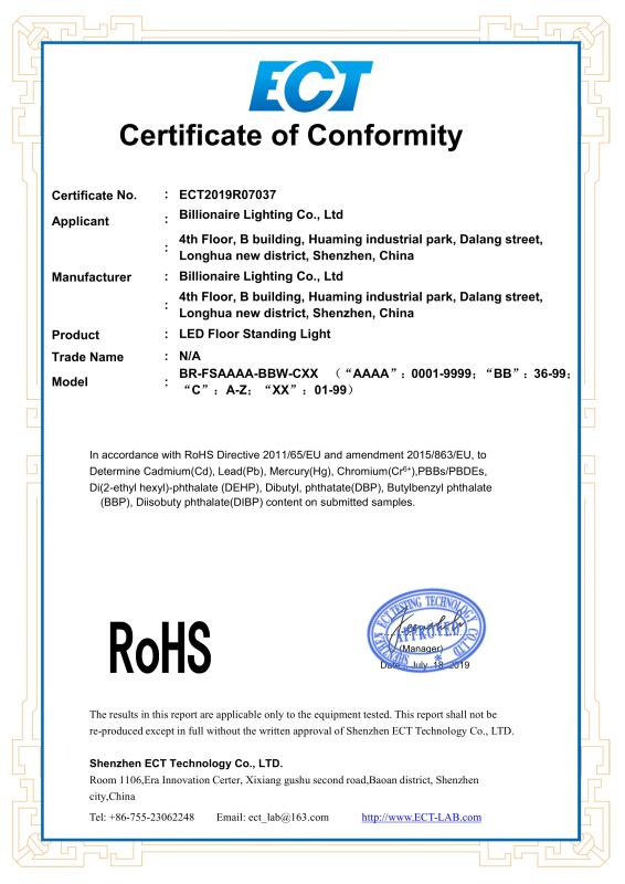 RoHS - Billionaire Lighting Co., Ltd.