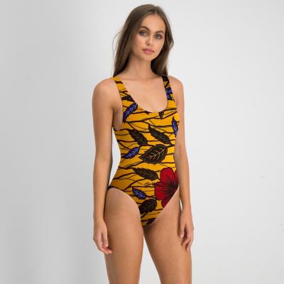 China 2021 Digital Printing Breathable Swimwear For Ladies African One Piece Kente Beach Wear Wholesale Swimwear for sale