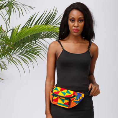 China Fashion Wholesale Factory Waist Bag Hot Selling High Quality Copy Shape New Women Design African Cotton Fabric Lock for sale