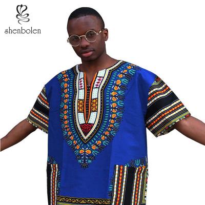 China African Print Summer African Men Clothes Ethnic Print V-Neck Shorts Sleeves Men's T-shirt African Print Fabric African Clothing for sale