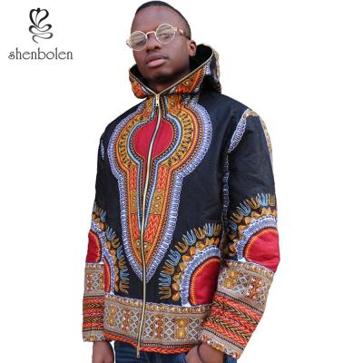 China Cotton Fashion Spring Winter Men's Dashiki Kitenge Jacket Designs Black African Wax Print Zipper Coat With Pockets Wholesale for sale