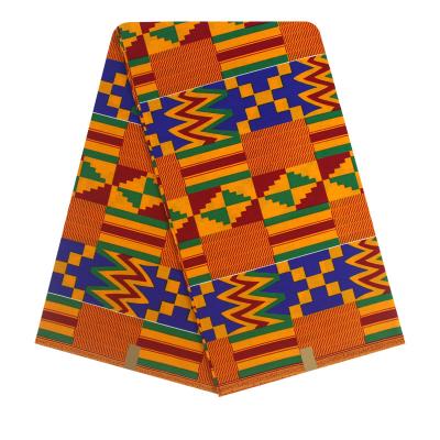 China Kente Design African Print Fabric Cotton Breathable Wax Fabric High Quality 100% Fashionable Color for sale