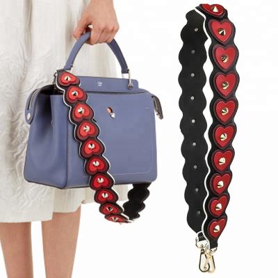 China For Wholesale Custom Handbag Shoulder Bag Guangzhou Factory Heart Charms Faux Leather Bag Strap for sale