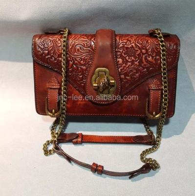 China Small shoulder bag fashion branded design vintage look chain shoulder bag handbag for women for sale