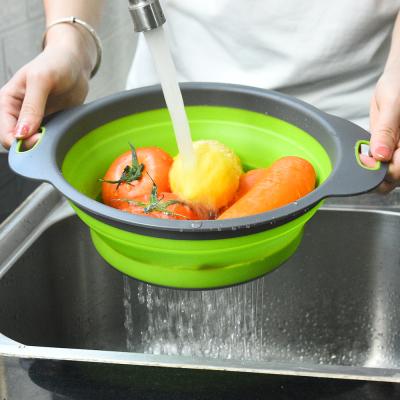 China Wholesale Viable Kitchen Collapsible Collapsible Silicone Bowls Pot Food Grade Silicone Colander Strainer Colander for sale