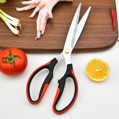 China Multifunctional Morden Kitchen Tool Stainless Steel Kitchen Scissors Shears with TPR Handle Nuts Crusher for sale