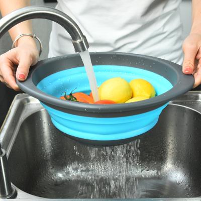 China Viable Collapsible Colander Silicone Strainer Set Kitchen Accessories Home Kitchen Cooking Tools for sale