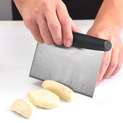 China Wholesale Viable 2 in 1 Piece Dough Scraper 2 Pack Metal Dough Scraper Stainless Steel Dough Scraper for sale