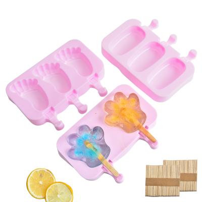 China Sustainable Cake Ice Cream Tools And And Creative Equipment Silicone Ice Cream Mold With Wooden Sticks Ice Cream Tools for sale