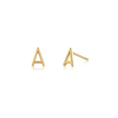 China Wholesale CIA High Quality Gold Plated Women's Designer Style 925 2021 Trendy Name Tag Letter Jewelry Silver Initial Earrings for sale