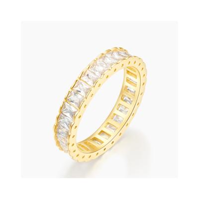 China High Grade High Quality Women Fashion Gold Plated Designer Style Emerald Cut Bezal Set 925 Sterling Silver Jewelry Ring for sale