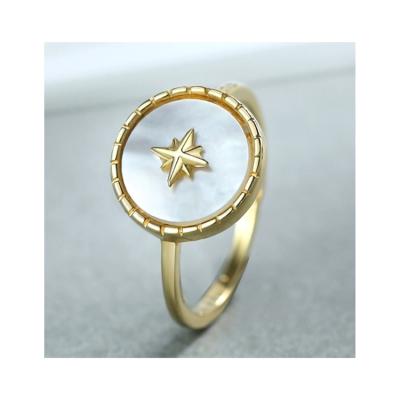 China Women Fashion High End High Quality Gold Plated Acute Mother of Pearl 925 Sterling Silver Jewelry Designer Style 8 Star Ring for sale