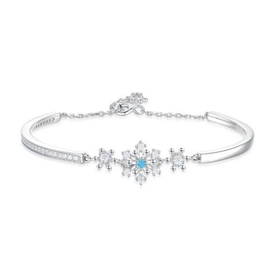 China Popular High Quality Snowflake Bracelet 925 Sterling Silver Jewelry Gold Plated Three Design Charm Bracelets For Women for sale