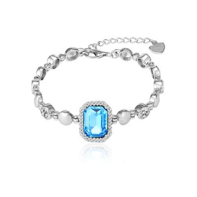 China Vintage 925 Sterling Silver Emerald Cut Zircon Stone Women Jewelry Bracelet Colored Ins CZ High Quality Gold Plated Designer Style for sale