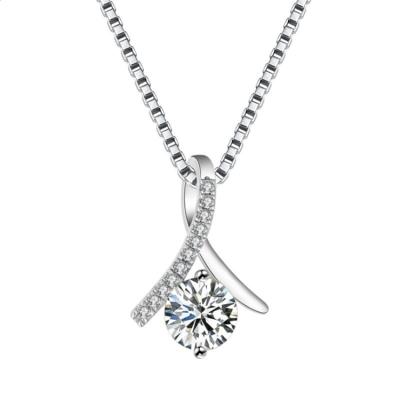 China High Quality Women's Custom Moissanite Necklace Round Asymmetrical Shiny Crossing Pave Necklace for sale