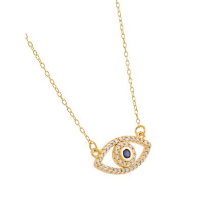 China Fashionable Eye Lucky Sparkle Colored Stone Necklace From Ins Style Evil Designer High Quality 2021 925 Sterling Silver Jewelry Gold Plated for sale