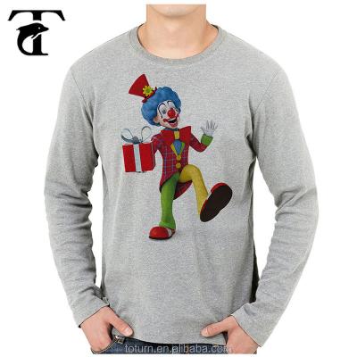 China Anti-pilling Christmas Circus Clown Print T Shirts For Men Casual Printed Tees Long Sleeve Tees for sale