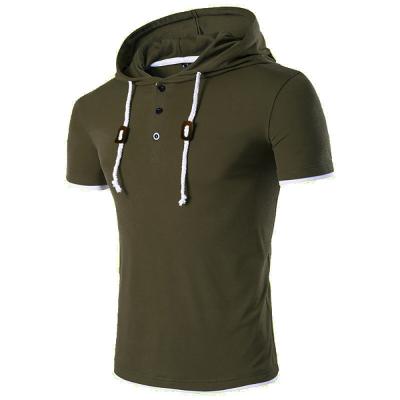 China European Style Anti-Wrinkle Men's Short Sleeve Hooded T-Shirts Slim Fit T-Shirts For Men for sale