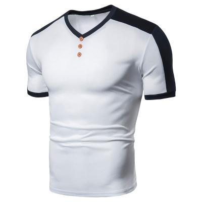 China Korean Style Men's Anti-Wrinkle Short Sleeve T-shirts Stylish V-Neck T-Shirts For Men for sale