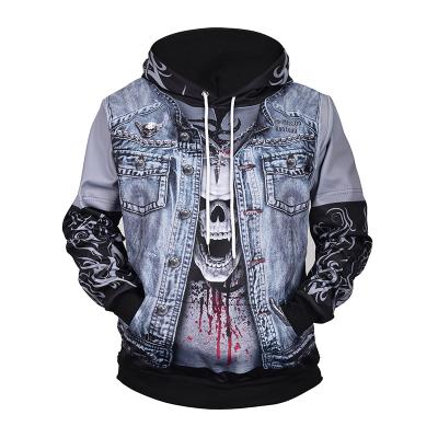 China New Anti Shrink 3D Lattice Custom Skeleton Prints Men's Long Sleeve Hoodies Fashion Style Hoodies for sale