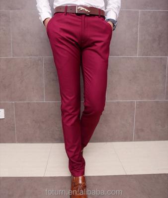 China Fashion Anti-pilling Slim Fit Wine Red Pants For Men Long Pants Man Trousers for sale