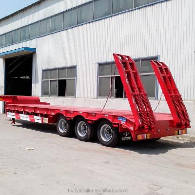 China Truck Trailer 50ton / 60ton Payload Low Bed Trailer With Hydraulic Ramp for sale