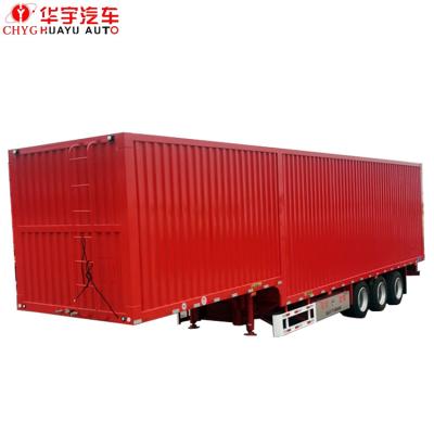 China HOT SALE 3-Axle Steel Box Van Type Semi Trailer with Hydraulic Undercarriage for Cargo Transport for sale