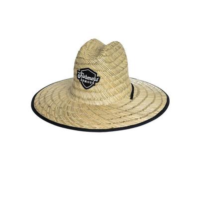 China Picture brim embroidery patches and wide brim printing straw hat for sale