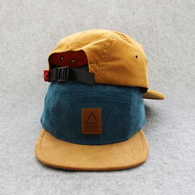 China COMMON Wholesale Blank Corduroy 5 Panel Twill Working Hats With Woven Label Or Leather Patch for sale