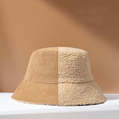 China Character Wholesale Price Winter Fisherman Hat White Fashion Designer Corduroy Warm Reversible Bucket Hat for sale