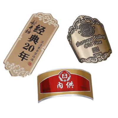 China Europe metal wine label tea box label red wine label die-casting three-dimensional hot stamping printing expedited delivery for sale