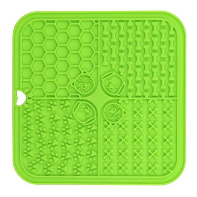 China 2023 New Design Sustainable Quadrate Silicone Eco-friendly Dog Lick Mat Slow Feeder Bowl Dog Food Licking Mat for sale