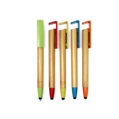 China office & Multicolor Eco Pen Bamboo Touch Tip School Pen Movable Stand Ball Pen for sale