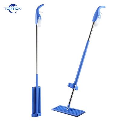 China Free Spinning Microfiber Compression Mop Sustainable Floor Mop Spinning Flat Hand Broom Cleaning Mop With Water Spray for sale